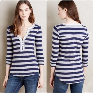 Anthropologie LYB Striped Elsie Henley - Medium